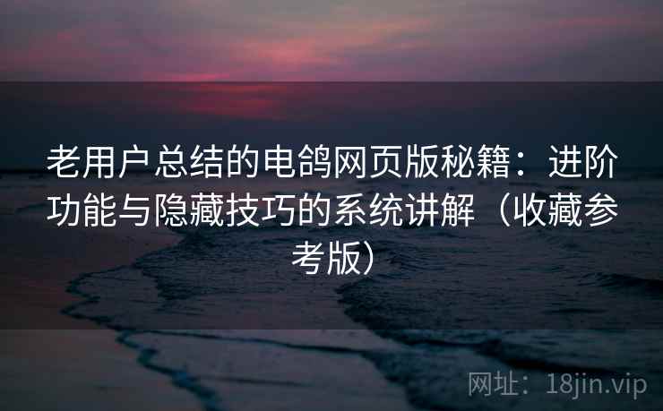 老用户总结的电鸽网页版秘籍：进阶功能与隐藏技巧的系统讲解（收藏参考版）