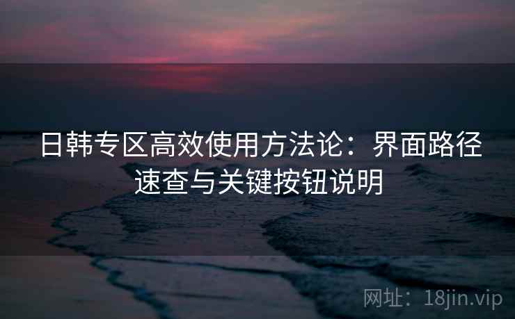 日韩专区高效使用方法论：界面路径速查与关键按钮说明